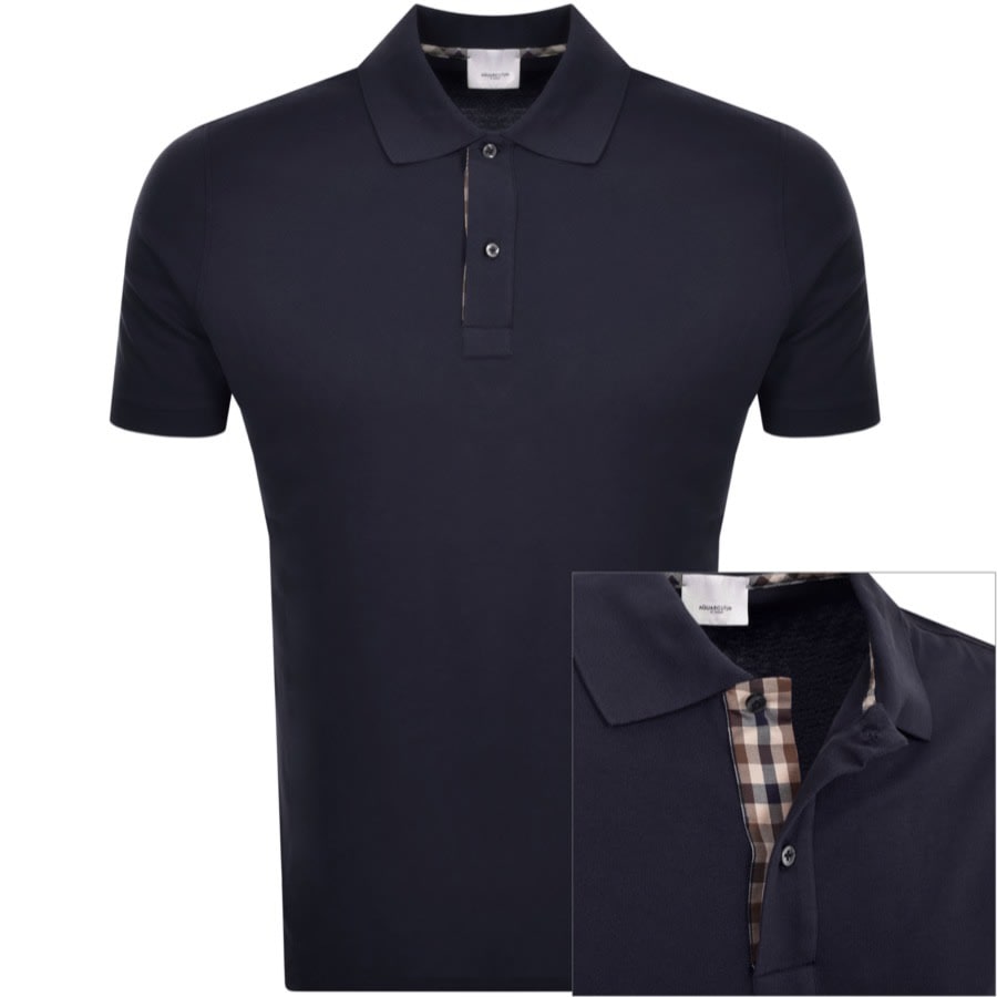 Image number 1 for Aquascutum Pique Polo T Shirt Navy