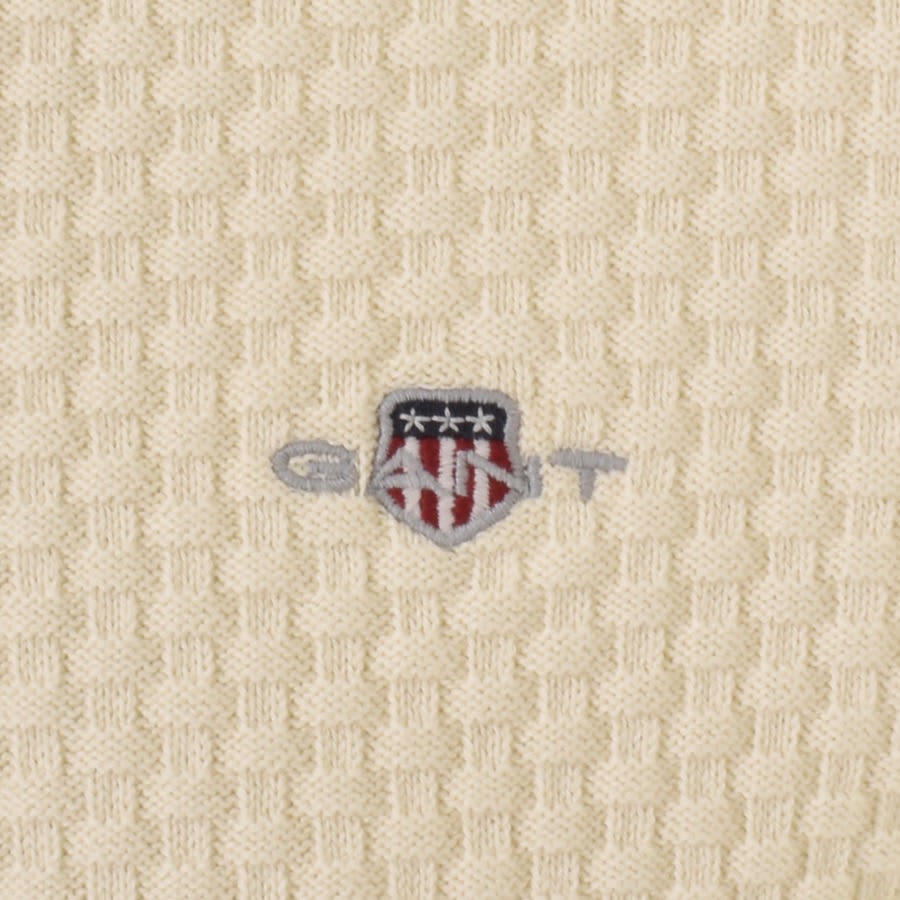Image number 3 for Gant Texture Crew Neck Sweatshirt Cream