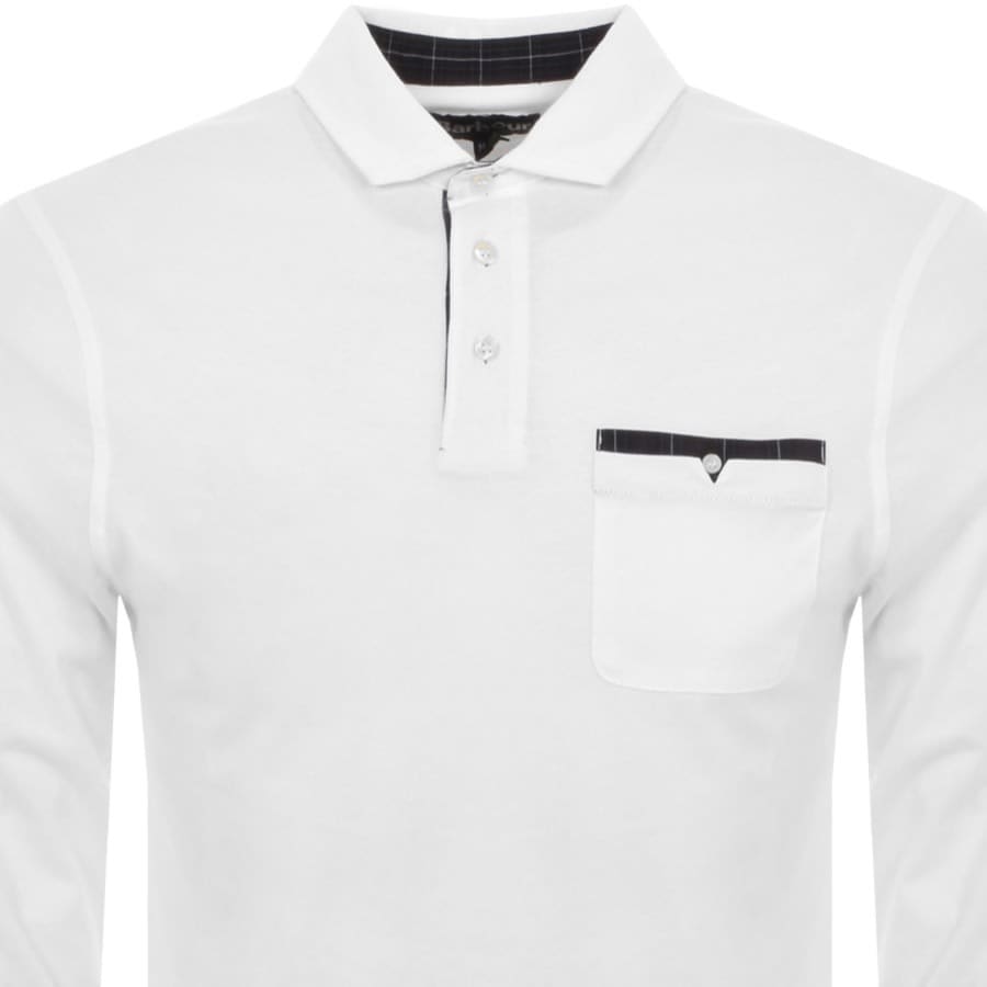 Image number 2 for Barbour Corspatch Long Sleeve Polo White