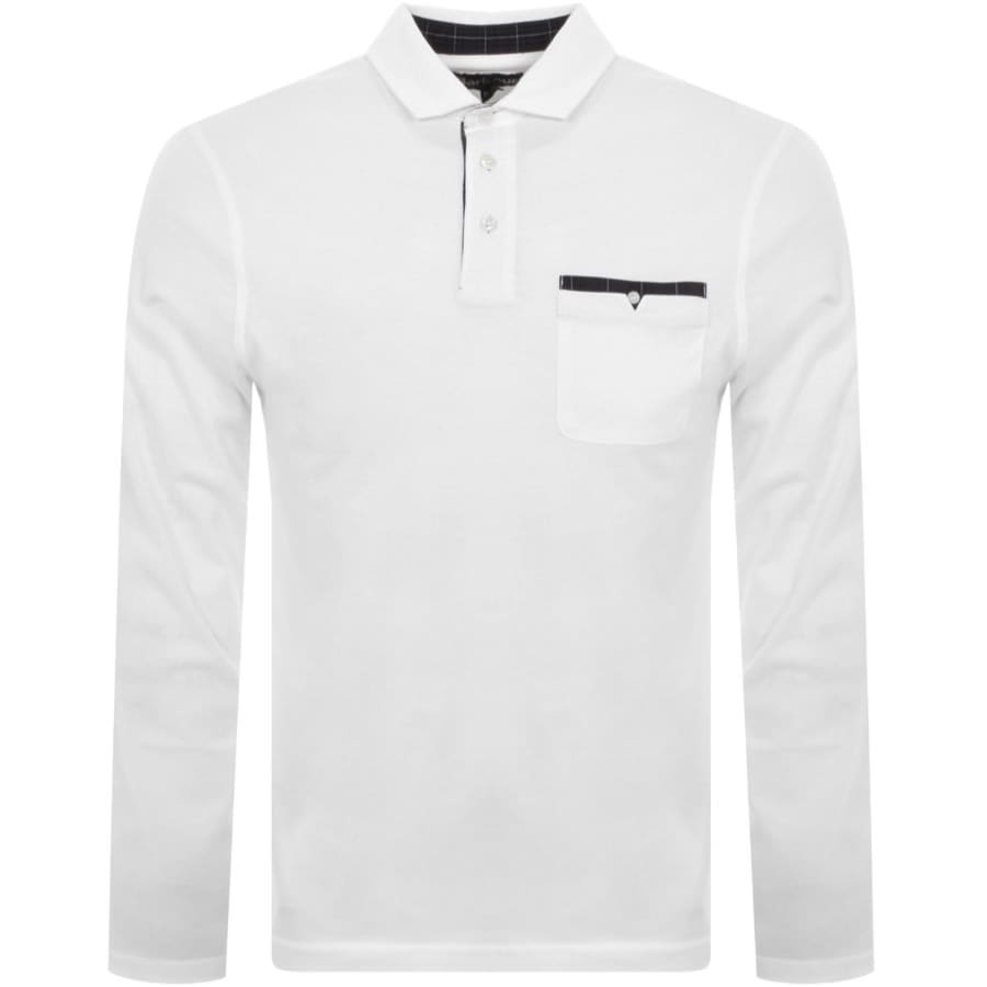 Image number 1 for Barbour Corspatch Long Sleeve Polo White