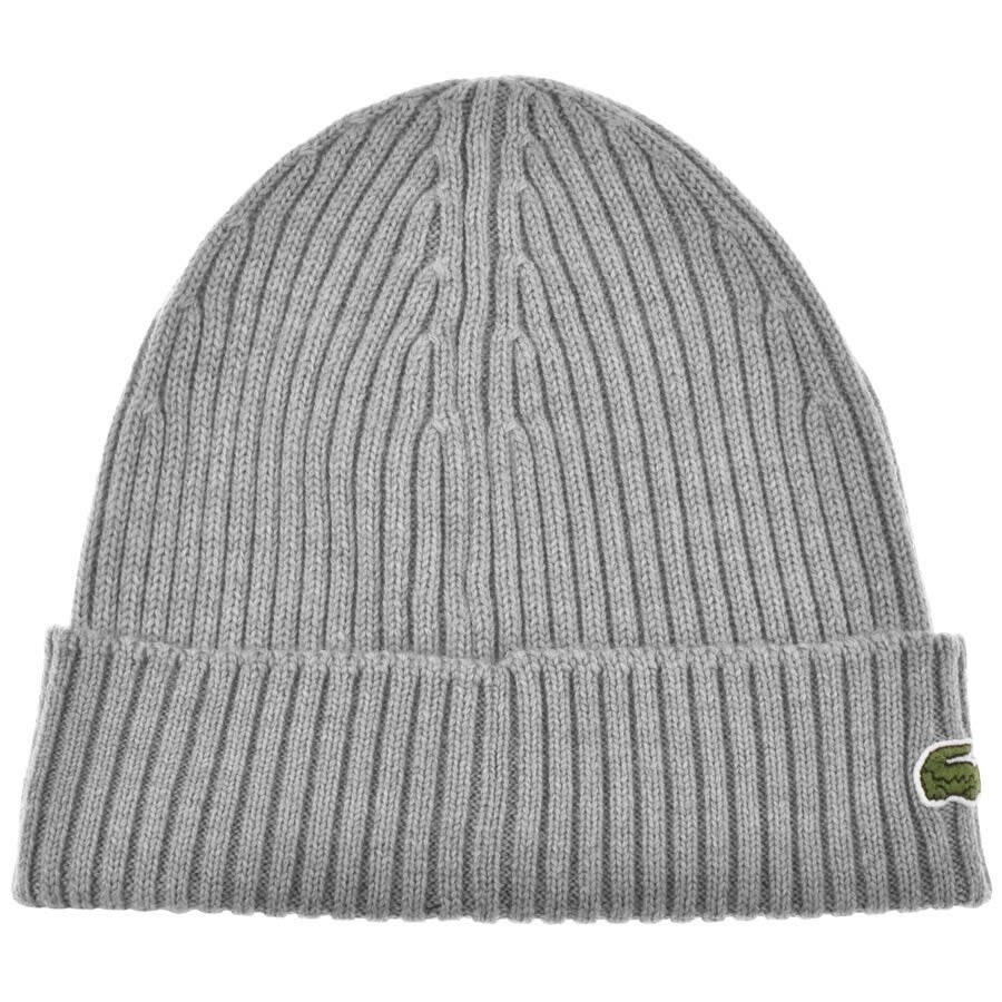 Image number 2 for Lacoste Knitted Beanie Grey