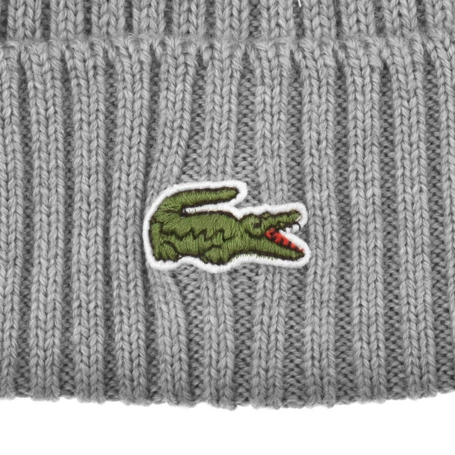Image number 3 for Lacoste Knitted Beanie Grey
