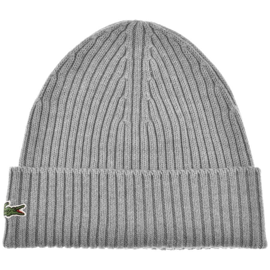 Image number 1 for Lacoste Knitted Beanie Grey