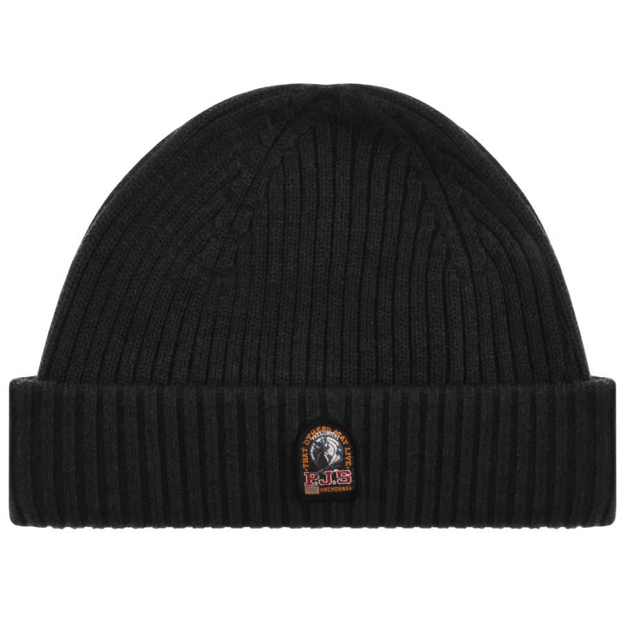 Image number 1 for Parajumpers Ribbed Beanie Hat Black