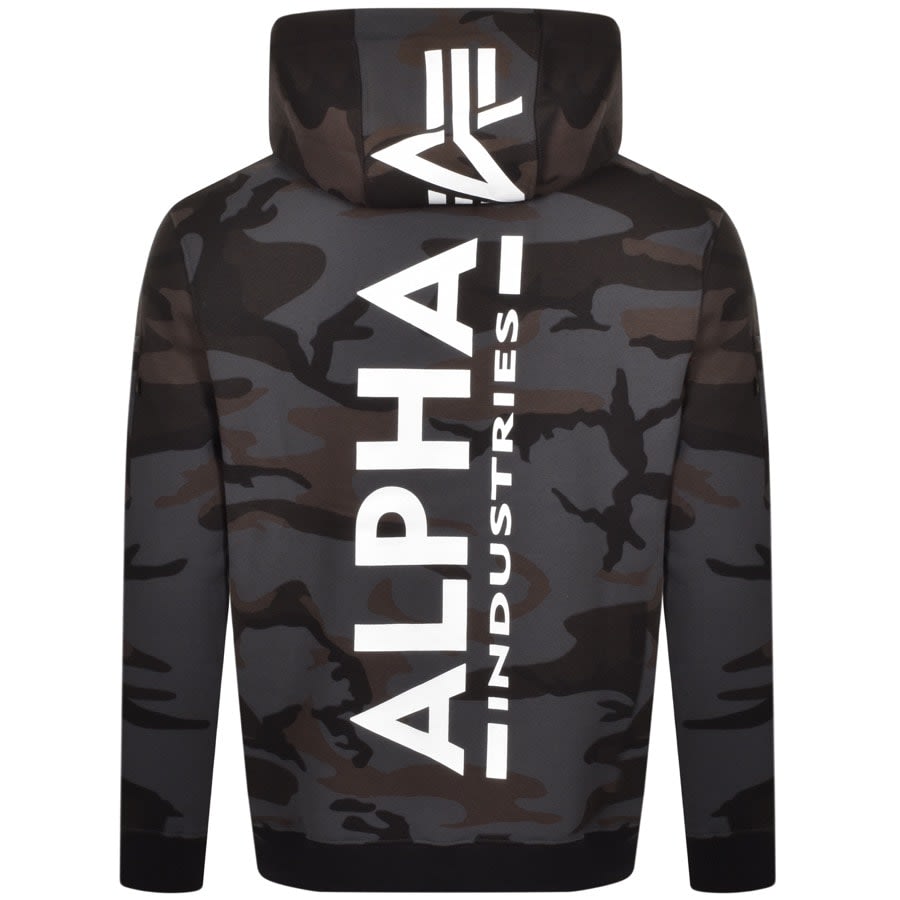 Image number 2 for Alpha Industries Camouflage Back Print Hoodie Grey
