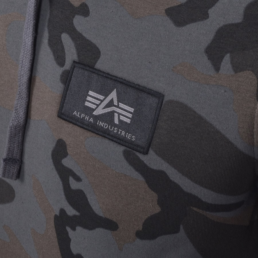 Image number 3 for Alpha Industries Camouflage Back Print Hoodie Grey