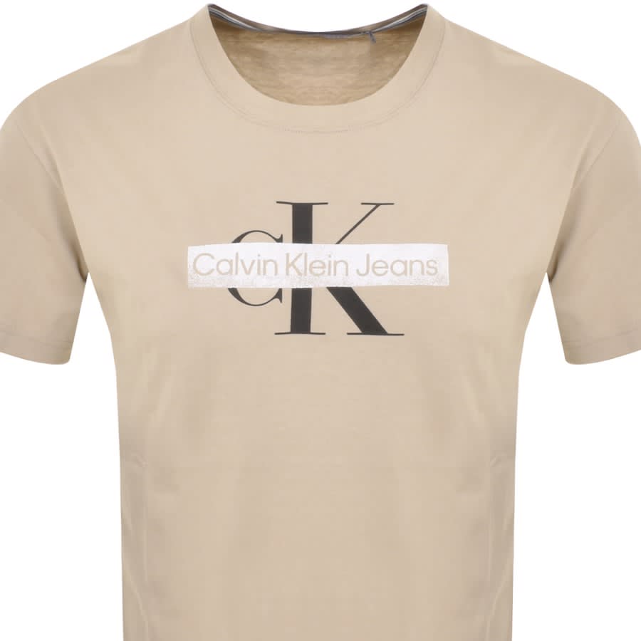 Image number 2 for Calvin Klein Jeans Monologo T Shirt Beige