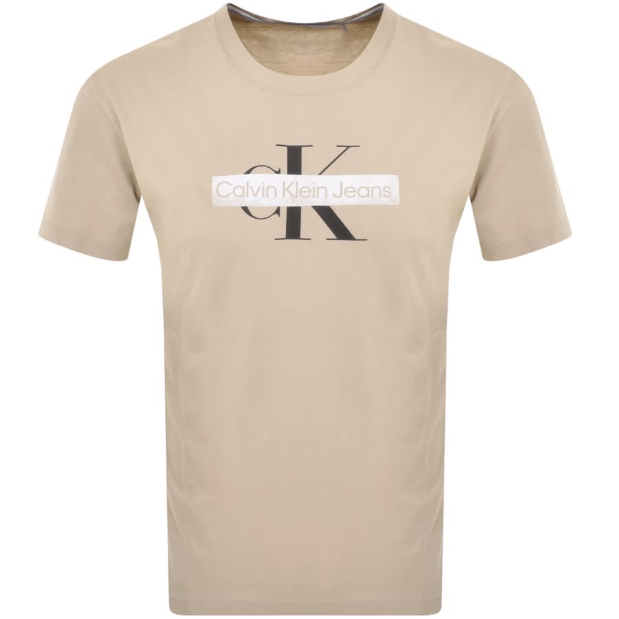 Image number 1 for Calvin Klein Jeans Monologo T Shirt Beige