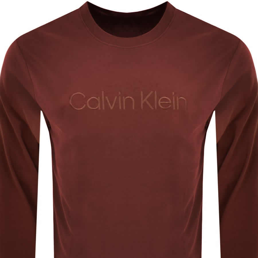 Image number 2 for Calvin Klein Lounge Long Sleeve T Shirt Burgundy