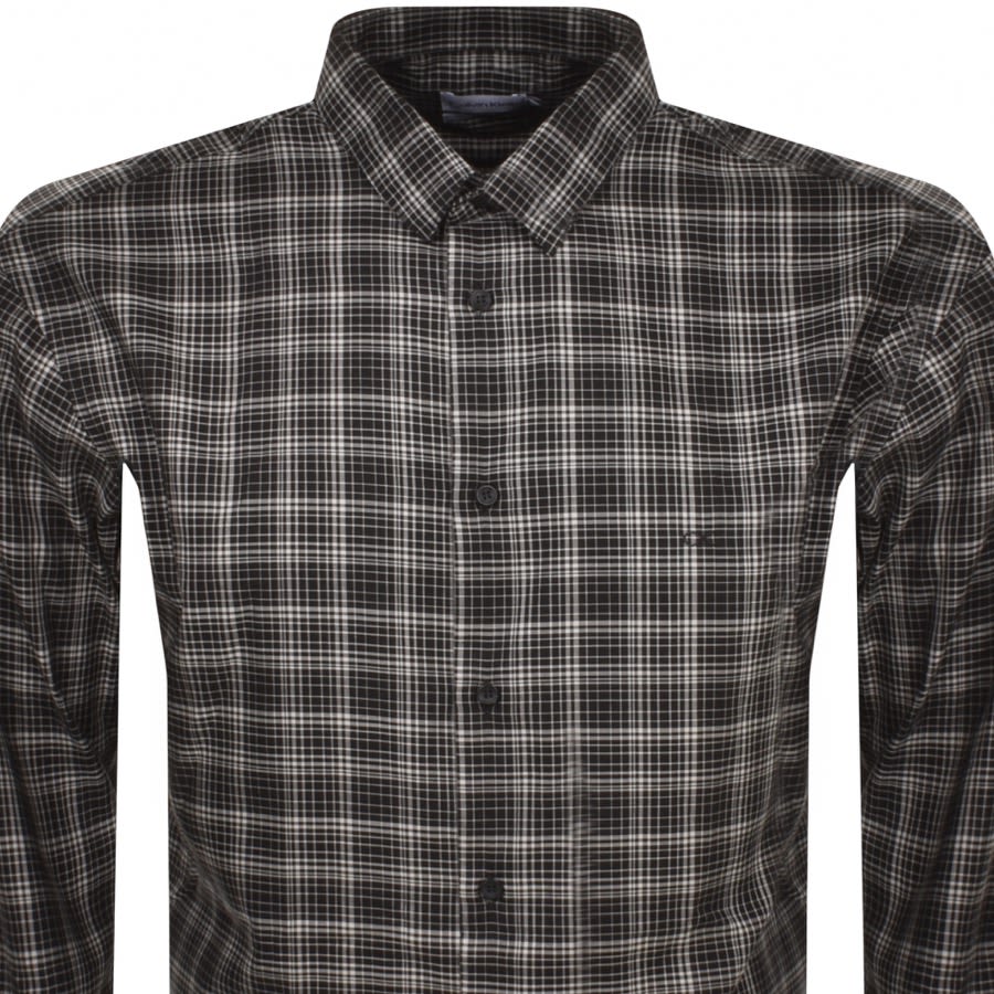 Image number 2 for Calvin Klein Long Sleeve Check Shirt Black