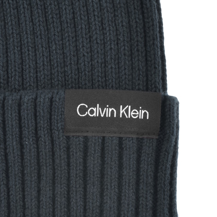 Image number 3 for Calvin Klein Knit Beanie Hat Navy