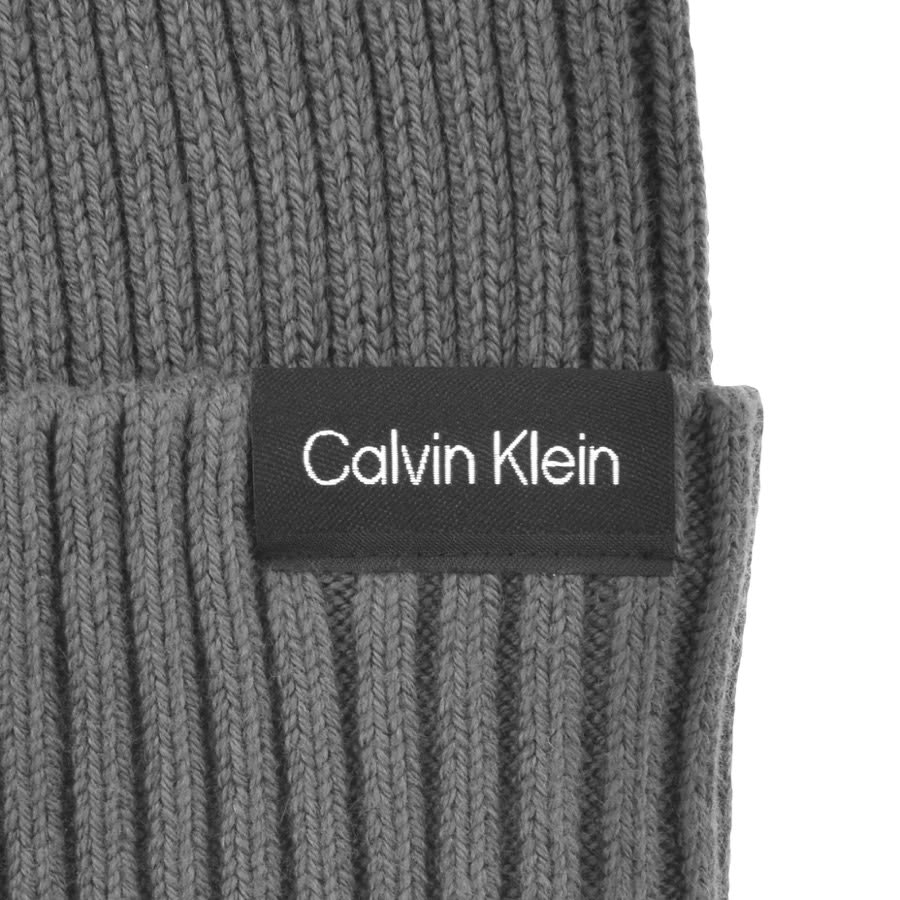 Image number 3 for Calvin Klein Knit Beanie Hat Grey