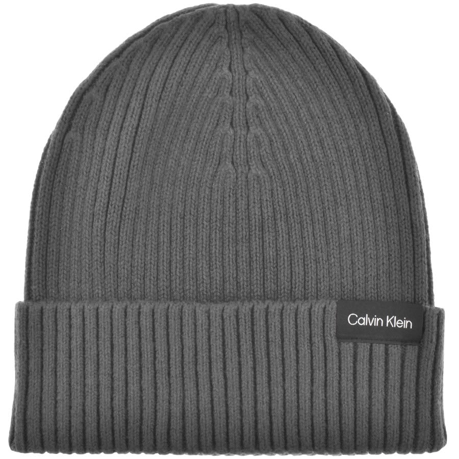 Image number 1 for Calvin Klein Knit Beanie Hat Grey