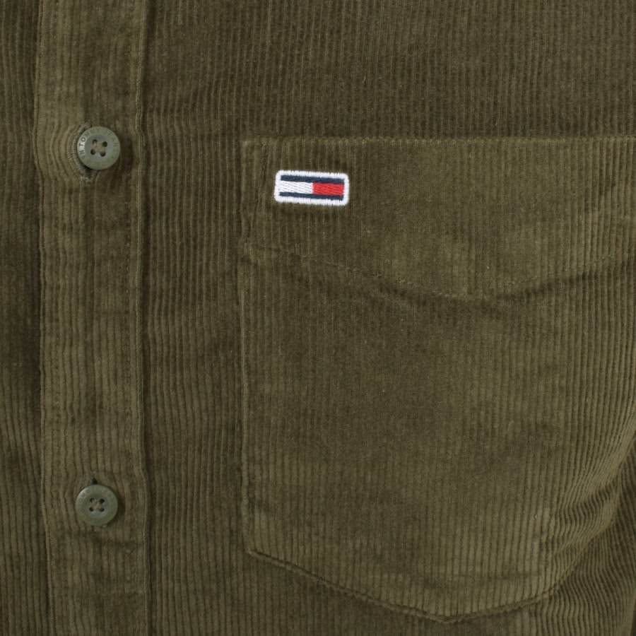 Image number 3 for Tommy Jeans Long Sleeved Corduroy Shirt Green