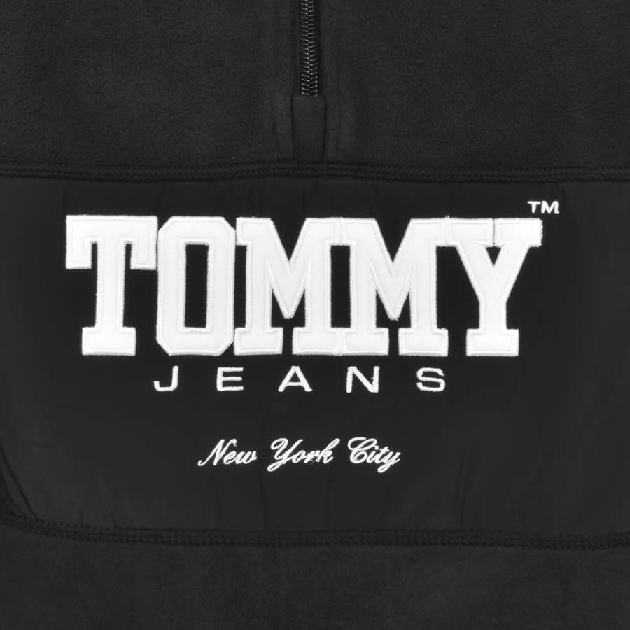 Image number 3 for Tommy Jeans Half Zip Fleece Sweatshirt Black