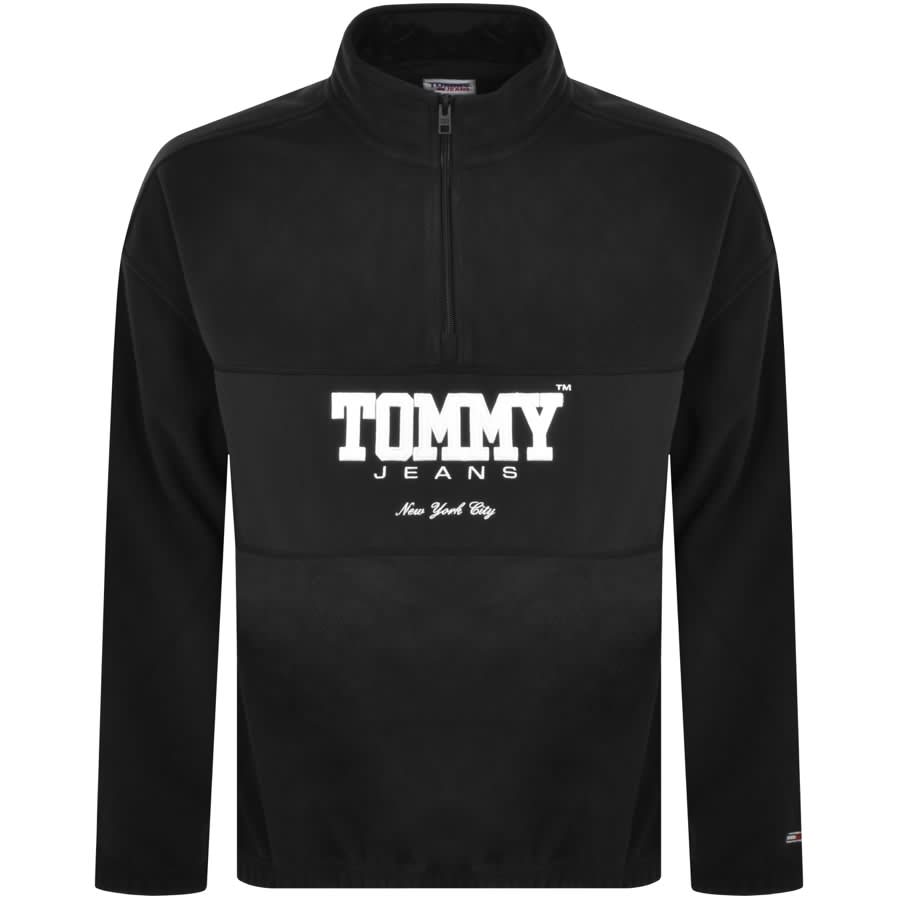 Image number 1 for Tommy Jeans Half Zip Fleece Sweatshirt Black