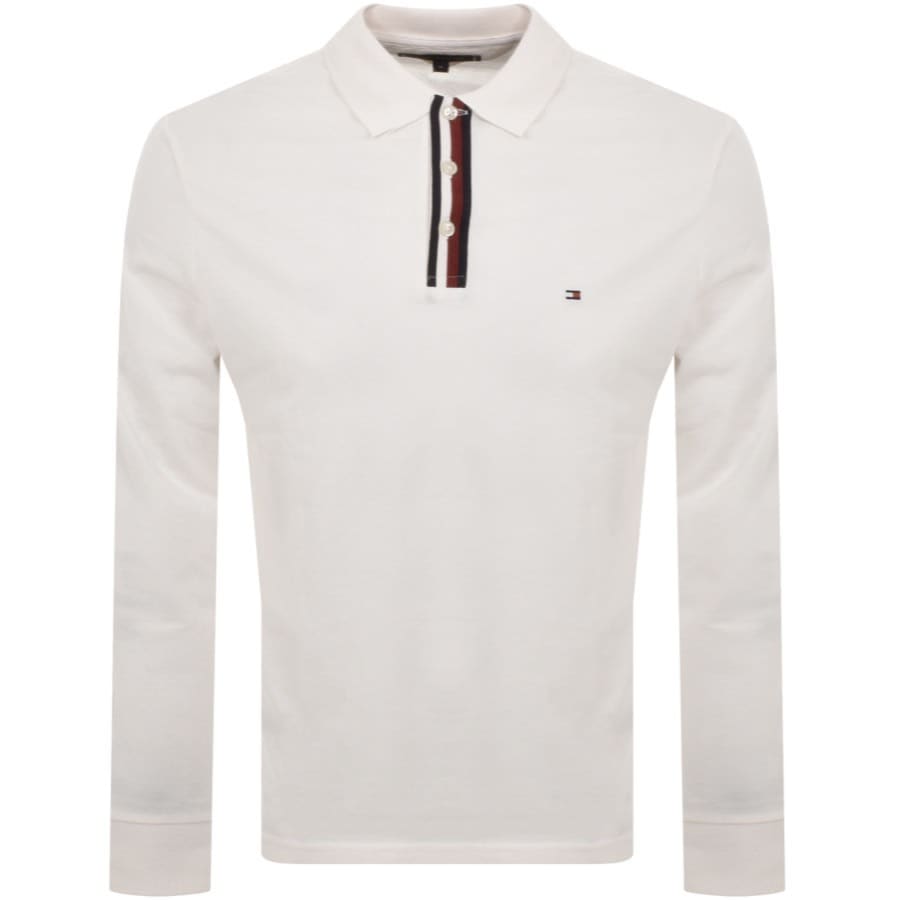 Image number 1 for Tommy Hilfiger Long Sleeve Polo T Shirt White