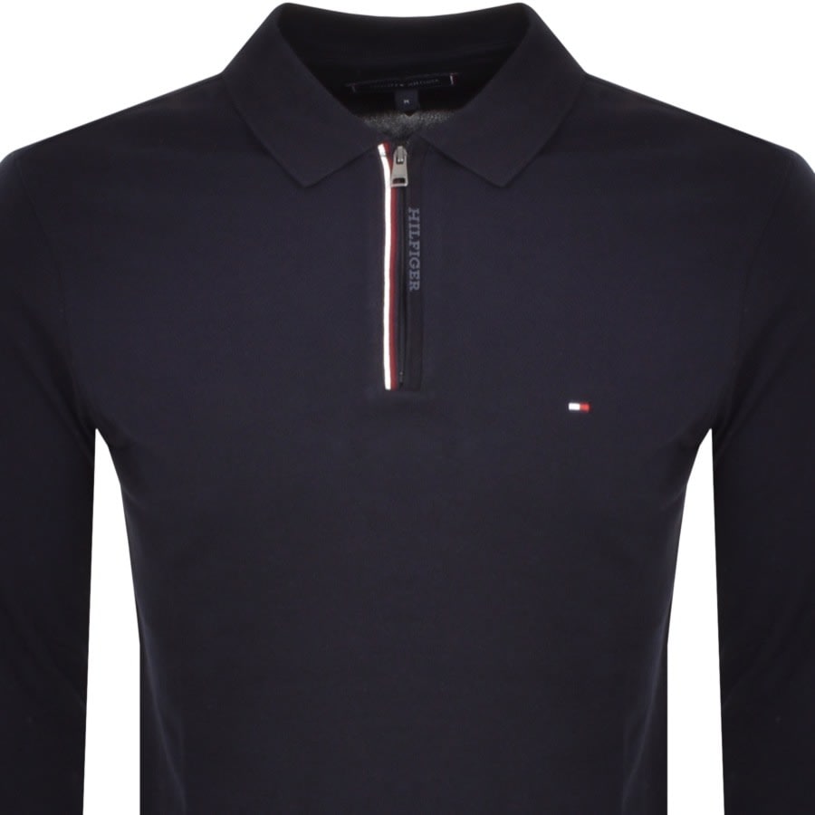 Image number 2 for Tommy Hilfiger Long Sleeve Polo T Shirt Navy