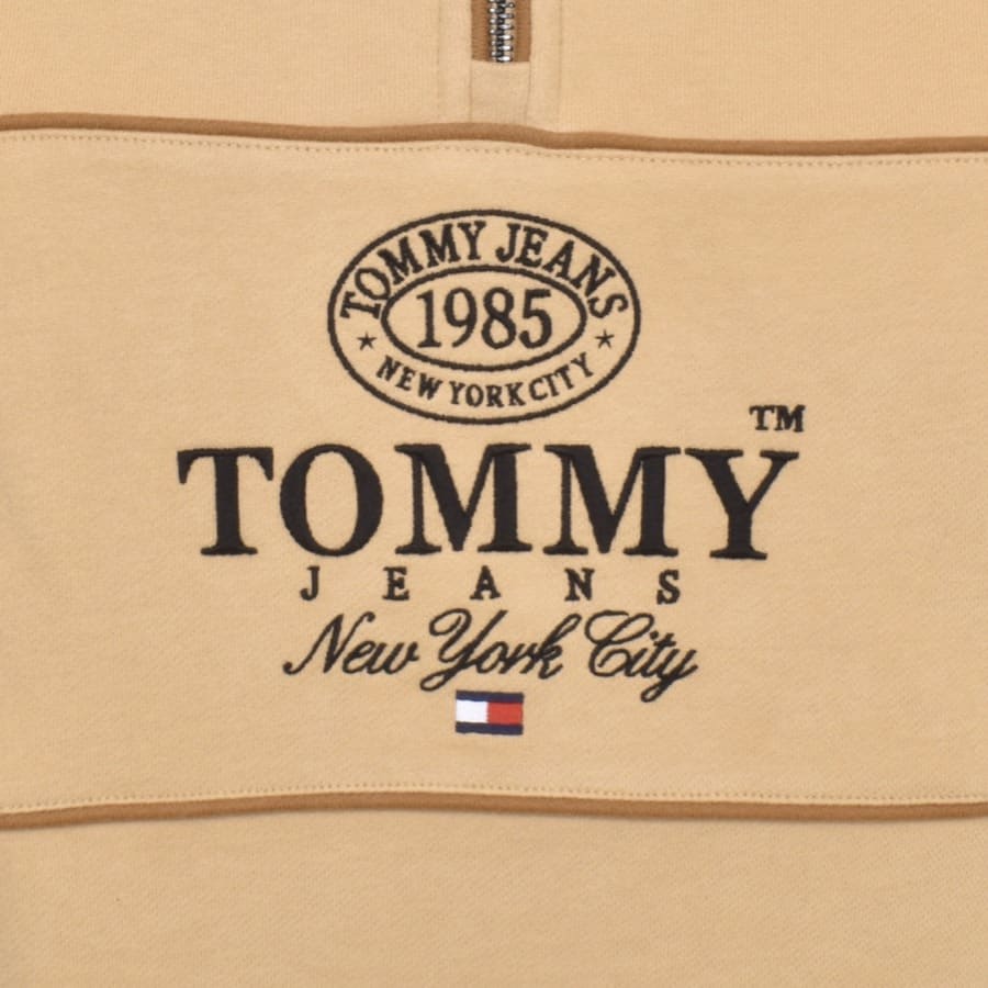Image number 3 for Tommy Jeans Half Zip Sweatshirt Beige