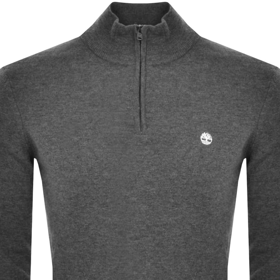 Image number 2 for Timberland Half Zip Merino Knit Jumper Grey