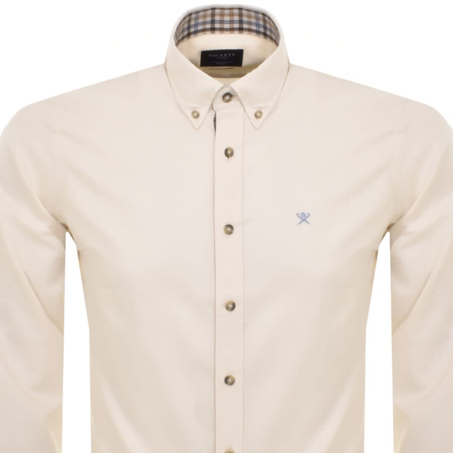 Image number 2 for Hackett Heritage Flannel Multi Trim Shirt Cream