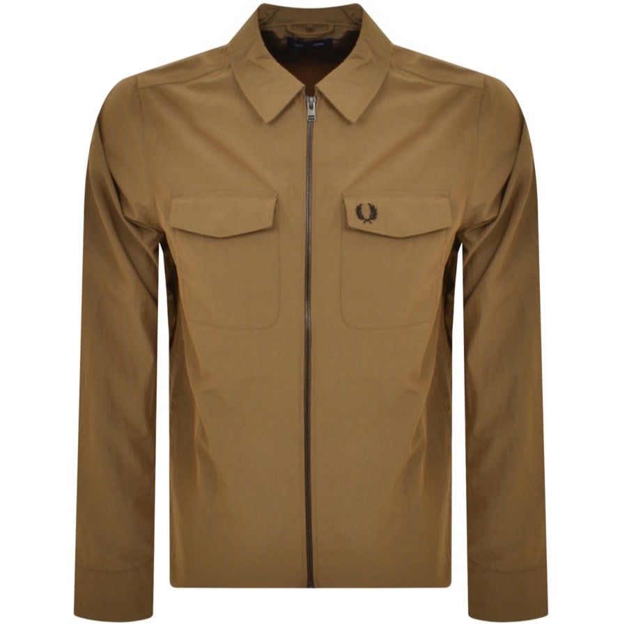 Image number 1 for Fred Perry Zip Overshirt Brown