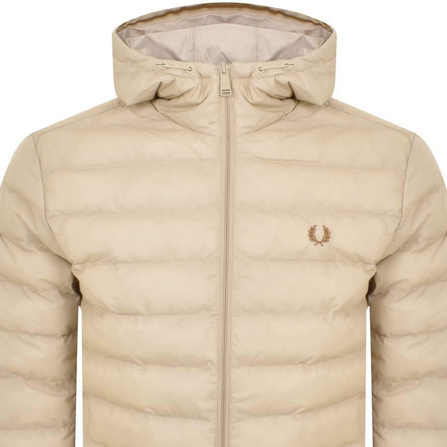 Image number 2 for Fred Perry Hooded Insulated Jacket Beige