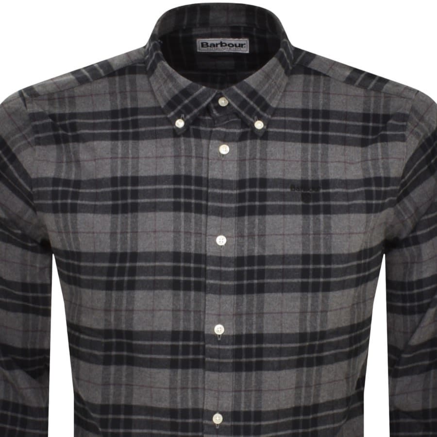 Image number 2 for Barbour Swinton Check Long Sleeved Shirt Grey