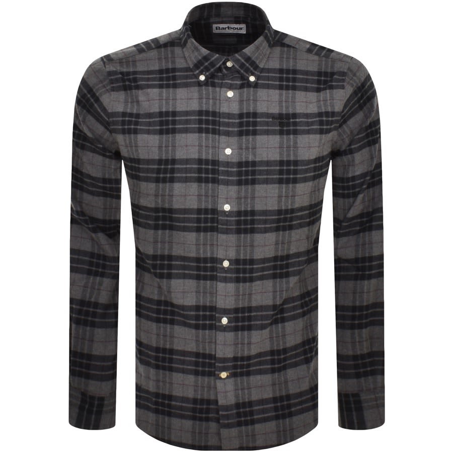 Image number 1 for Barbour Swinton Check Long Sleeved Shirt Grey