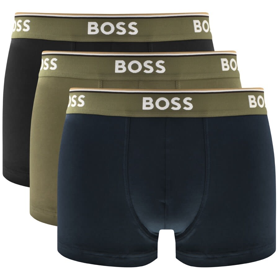 Image number 1 for BOSS Underwear Triple Pack Power Trunks Green