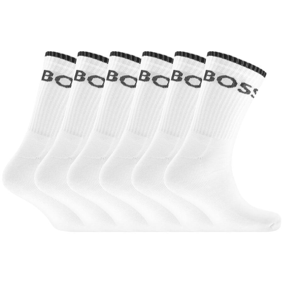 Image number 1 for BOSS Six Pack Crew Socks White