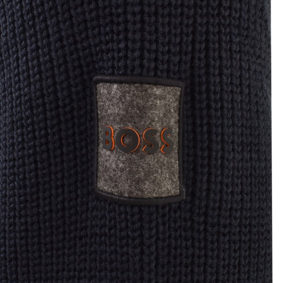 Image number 3 for BOSS Abridorak Knit Hooded Jumper Navy