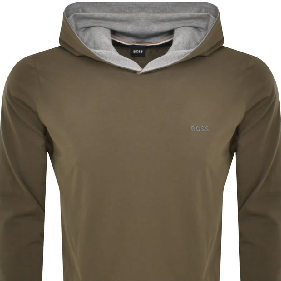 Image number 2 for BOSS Long Sleeve Hooded T Shirt Green