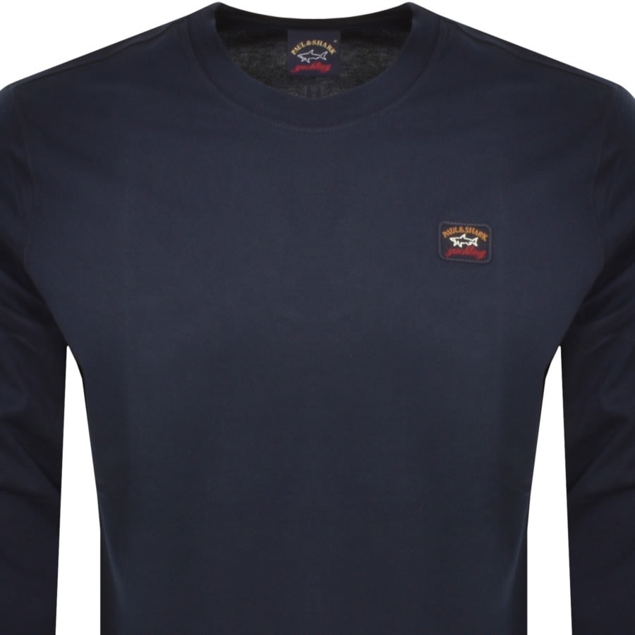 Image number 2 for Paul And Shark Long Sleeved Logo T Shirt Navy