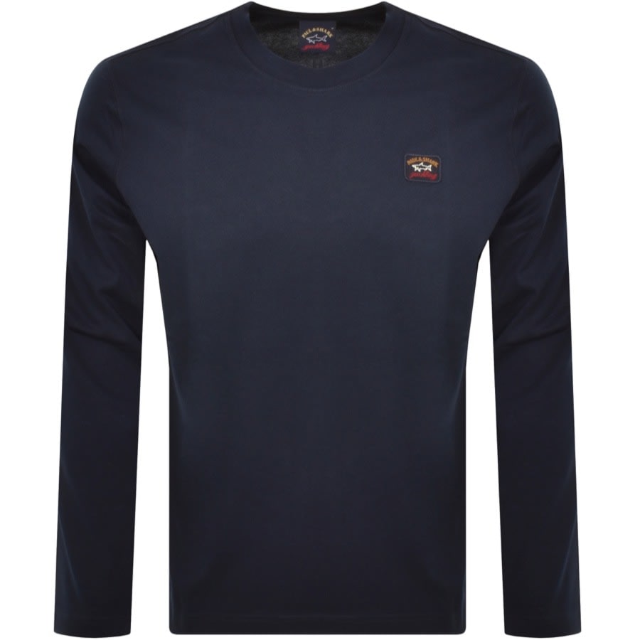 Image number 1 for Paul And Shark Long Sleeved Logo T Shirt Navy