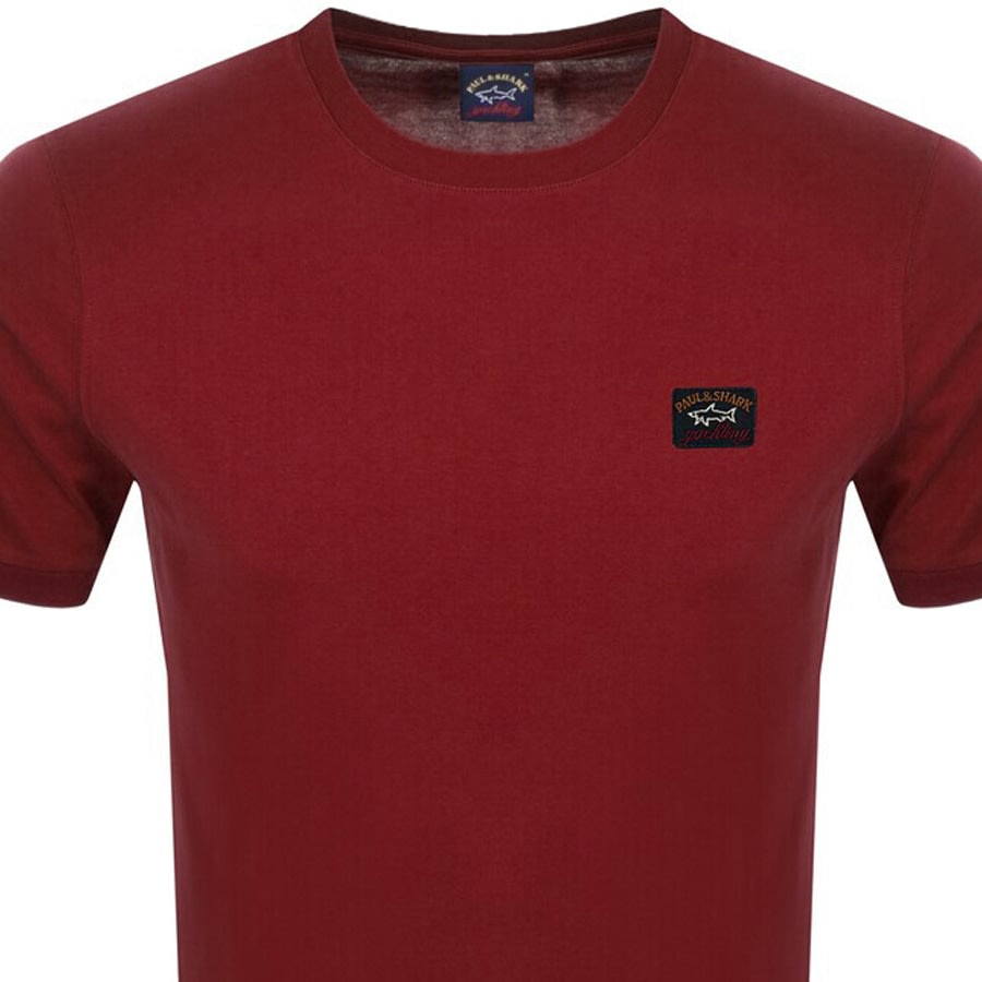 Image number 2 for Paul And Shark Short Sleeved Logo T Shirt Burgundy