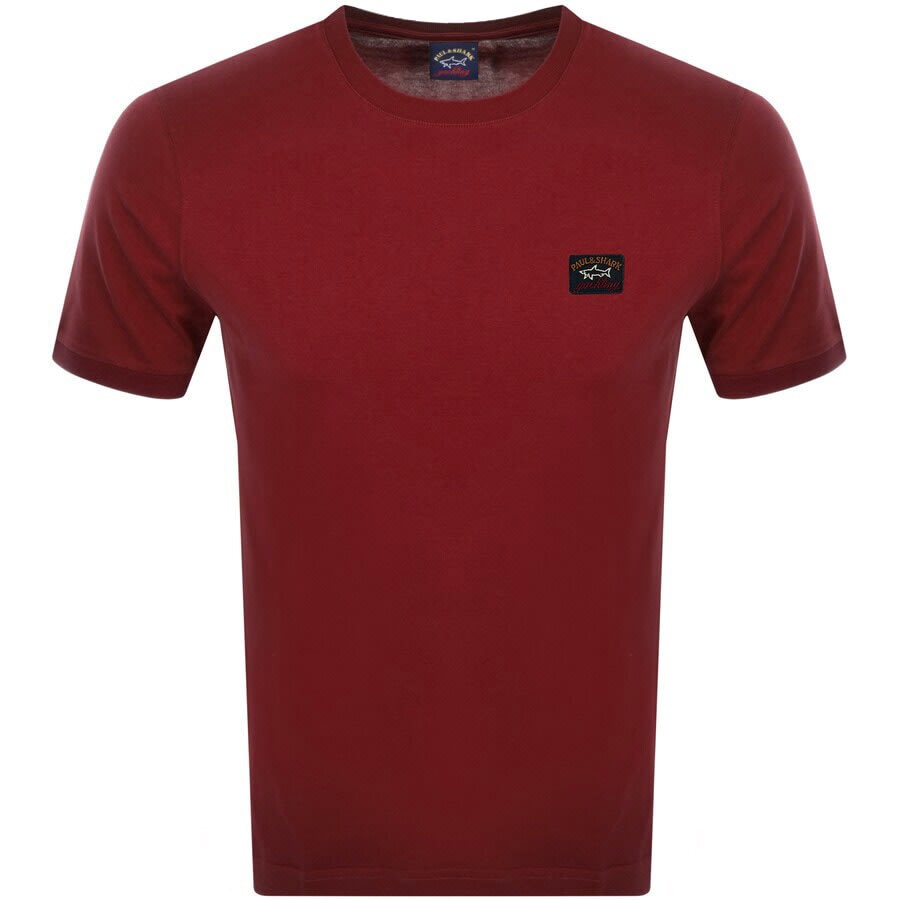 Image number 1 for Paul And Shark Short Sleeved Logo T Shirt Burgundy