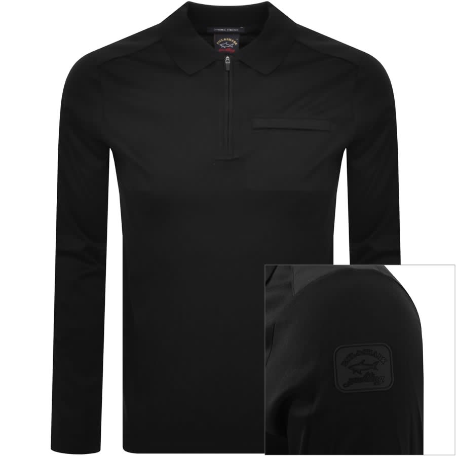Image number 1 for Paul And Shark Long Sleeved Polo T Shirt Black