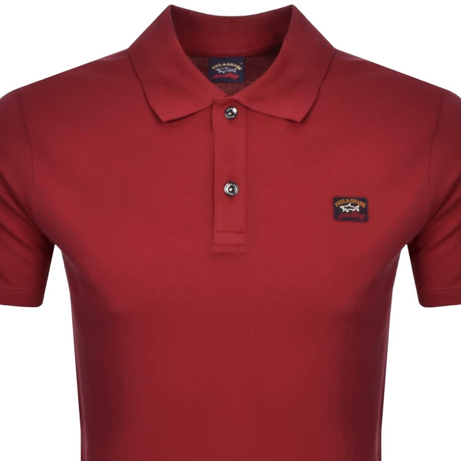 Image number 2 for Paul And Shark Short Sleeved Polo T Shirt Burgundy
