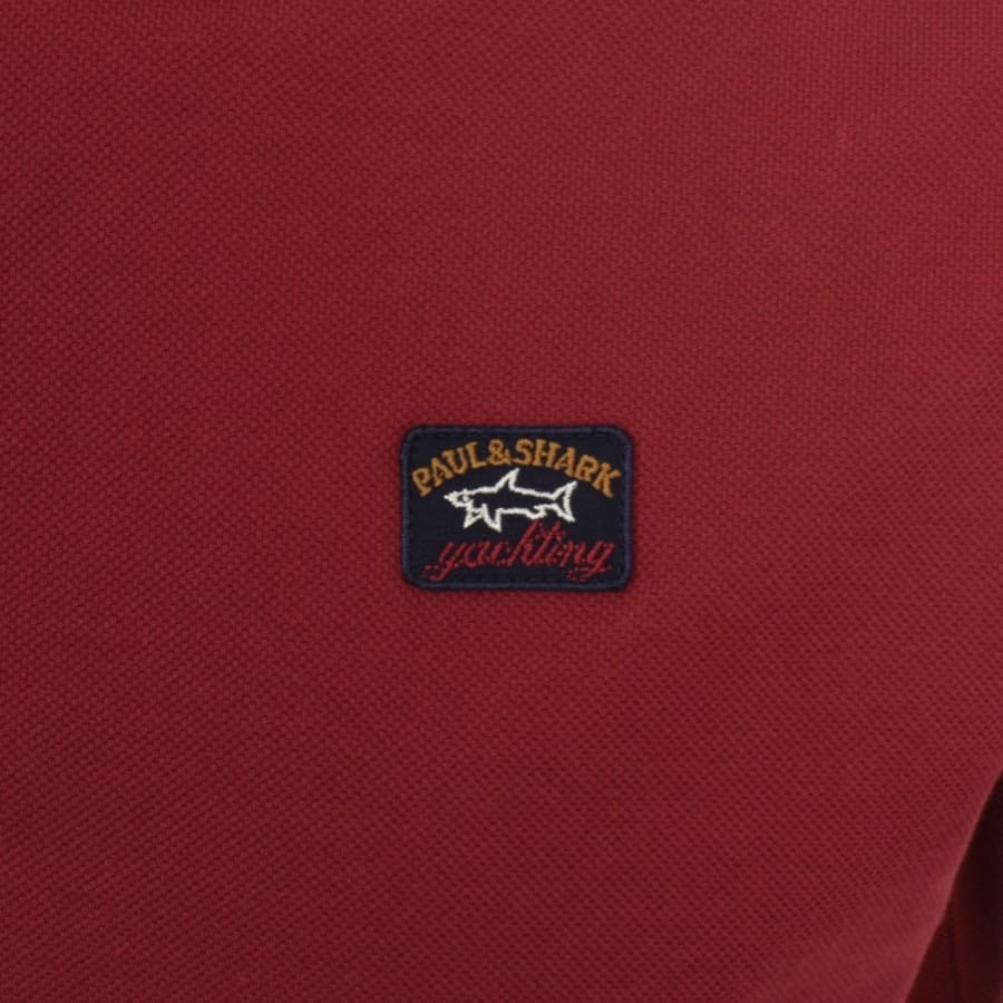 Image number 3 for Paul And Shark Short Sleeved Polo T Shirt Burgundy
