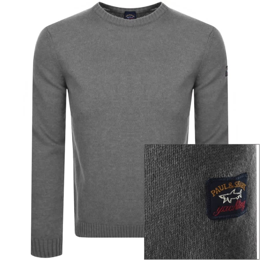 Image number 1 for Paul And Shark Lambswool Knit Jumper Grey