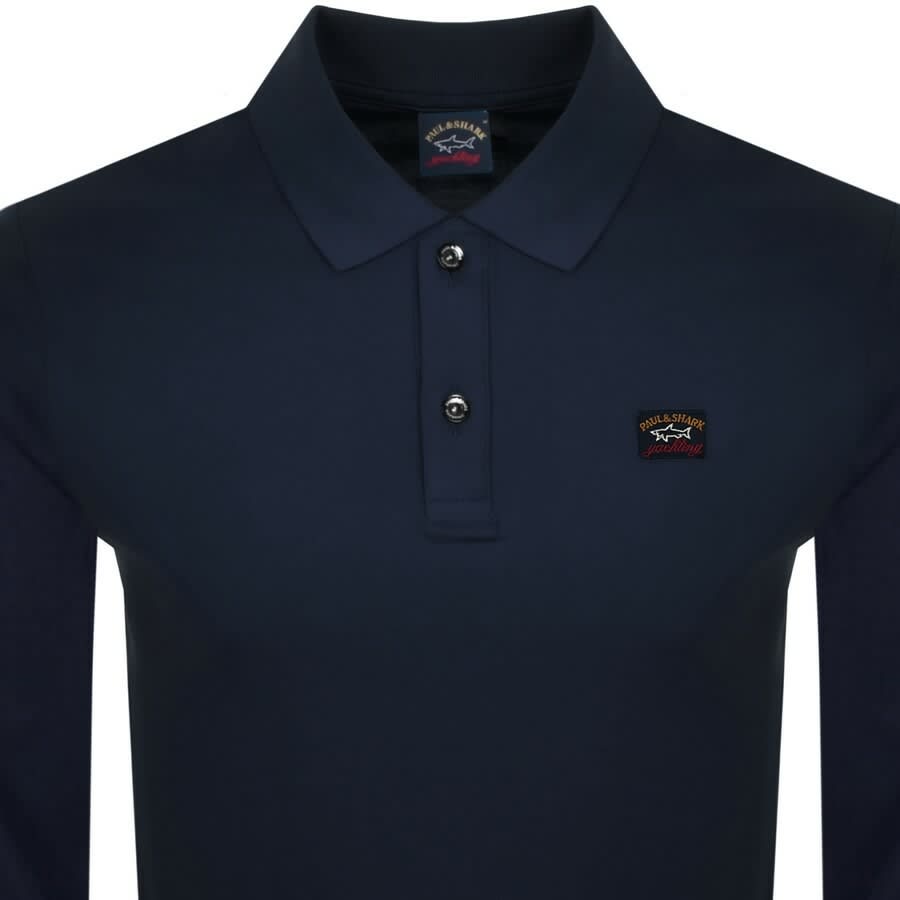 Image number 2 for Paul And Shark Long Sleeved Polo T Shirt Navy