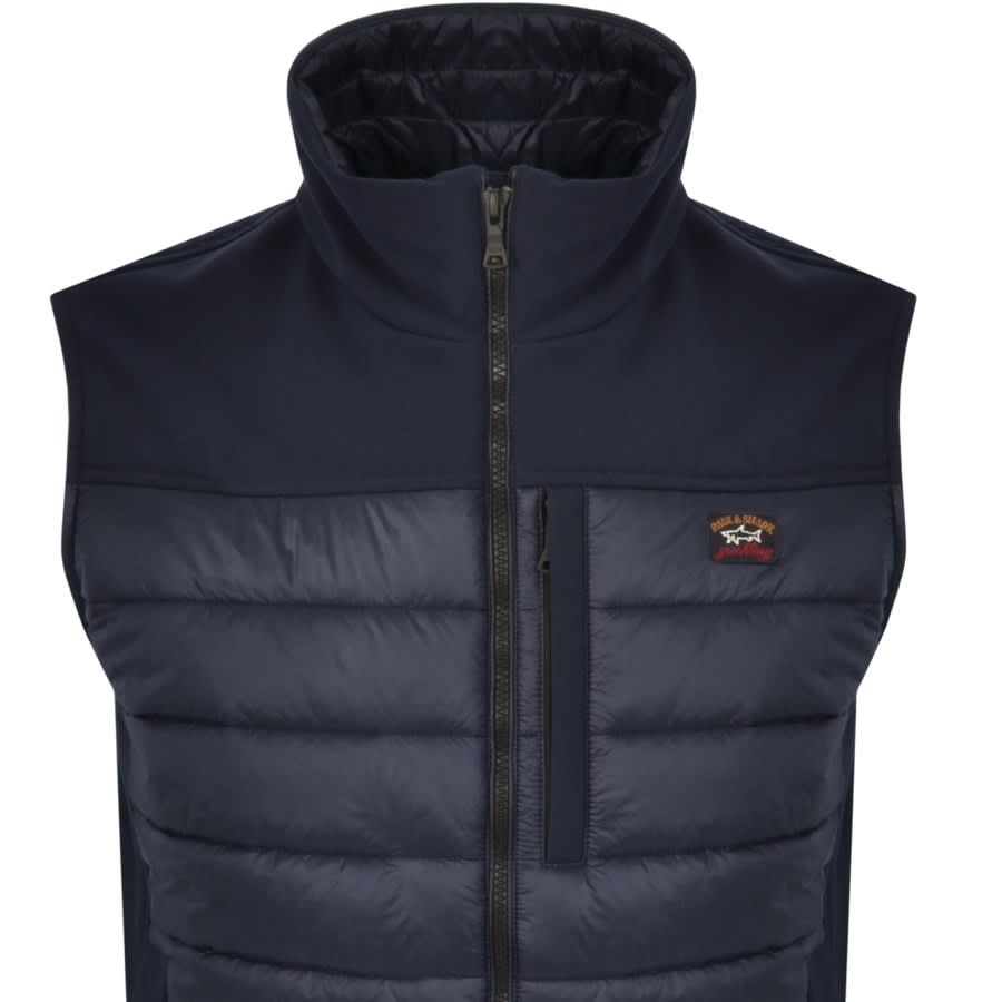 Image number 2 for Paul And Shark Padded Hybrid Gilet Navy