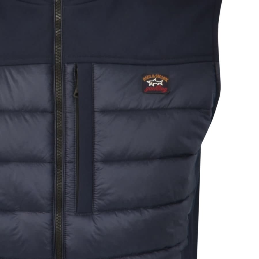Image number 3 for Paul And Shark Padded Hybrid Gilet Navy