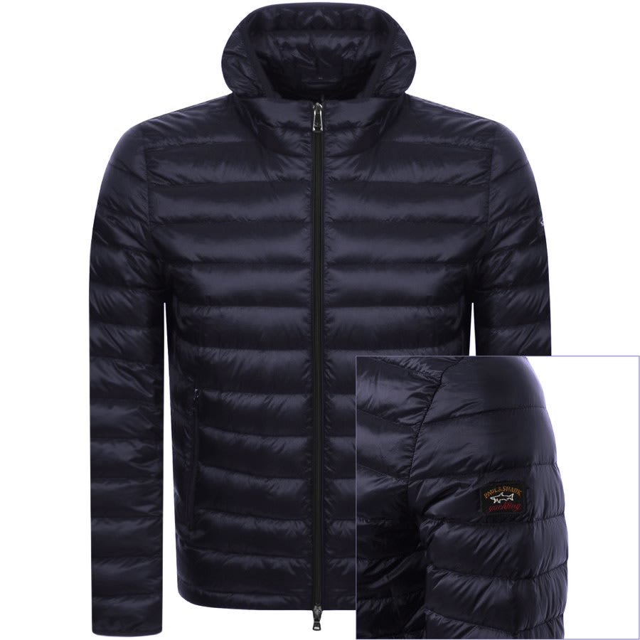 Image number 1 for Paul And Shark Hooded Quilted Jacket Navy