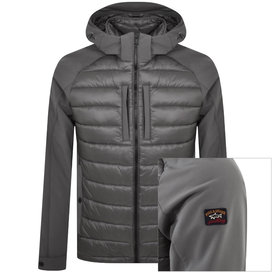 Image number 1 for Paul And Shark Hybrid Hooded Jacket Grey