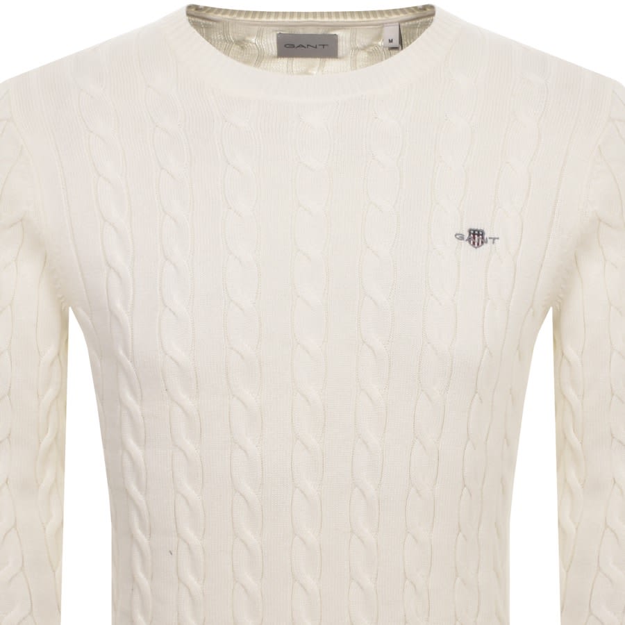 Image number 2 for Gant Classic Cotton Cable Knit Jumper Cream