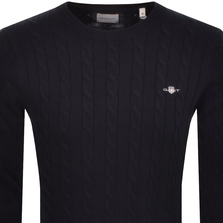 Image number 2 for Gant Classic Cotton Cable Knit Jumper Navy