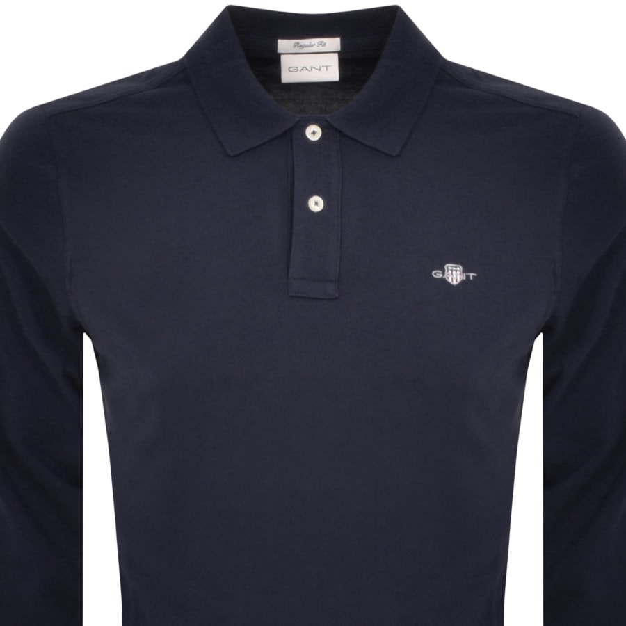 Gant Regular Shield Long Sleeve Polo T Shirt Navy Mainline