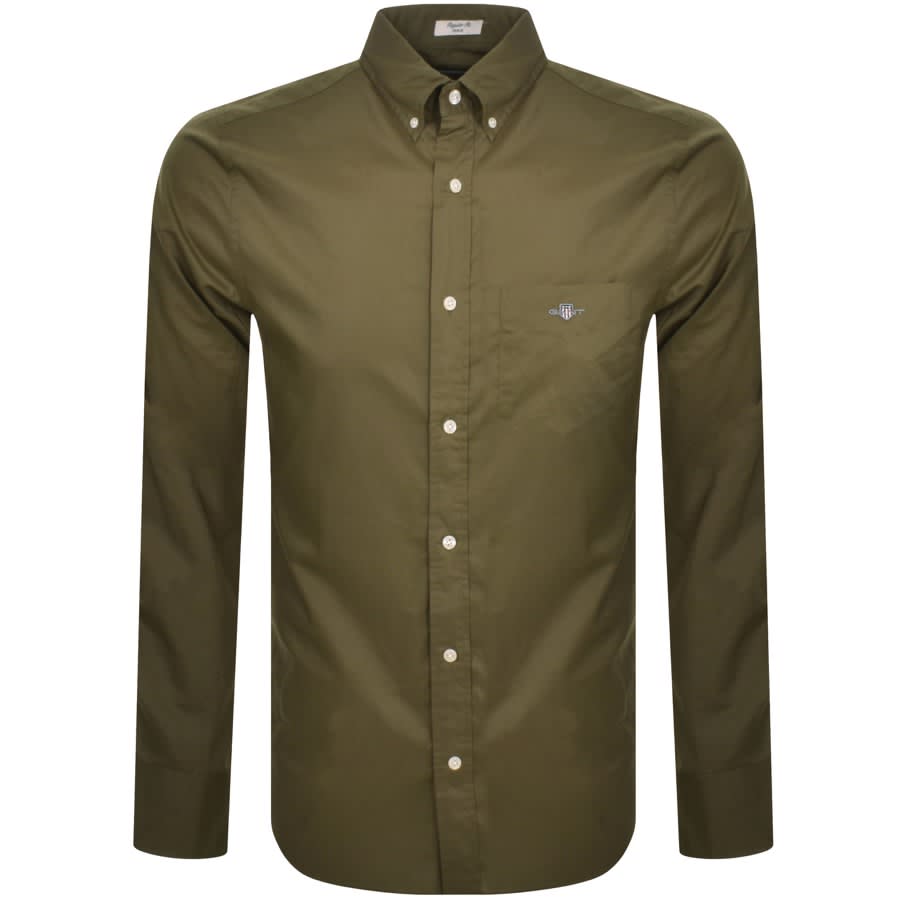 Image number 1 for Gant Regular Long Sleeved Poplin Shirt Green